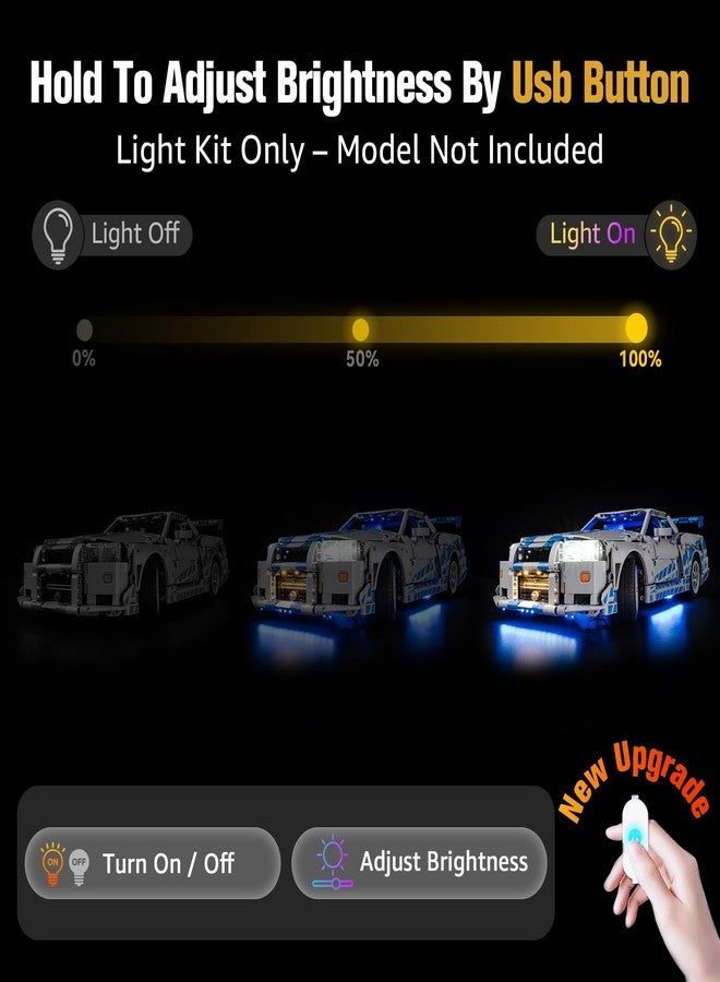 BrickSoul Upgrade Light Kit for Lego 42210 2 Fast 2 Furious Nissan Skyline GT-R (R34) Car Building | with ON/Off & Dimmer Switch & Hidden Cable Tech | Easy Install Lighting Set (42210 NOT Included) - Image 3